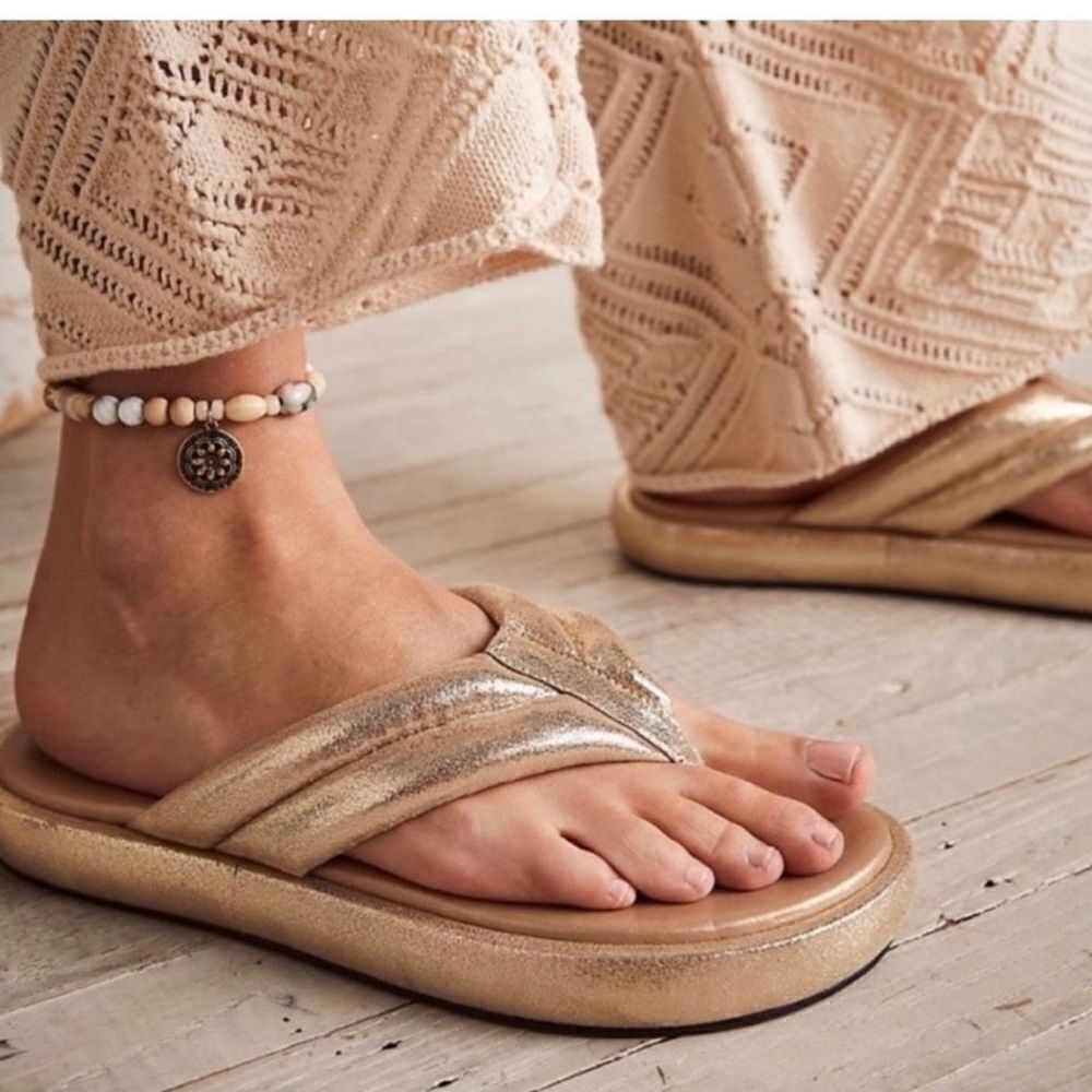 Free People Gold Sandals